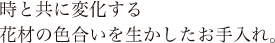 時と共に変化する花材の色合いを生かしたお手入れ。